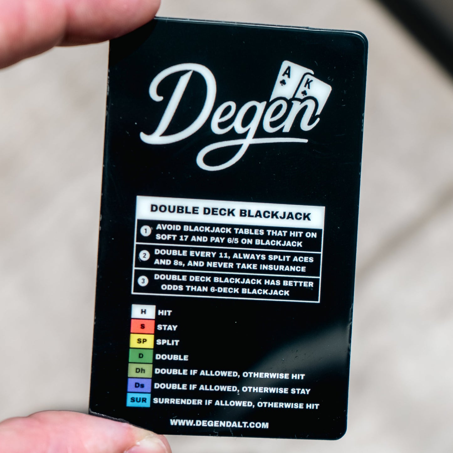 DOUBLE DECK BLACKJACK STRATEGY CARD