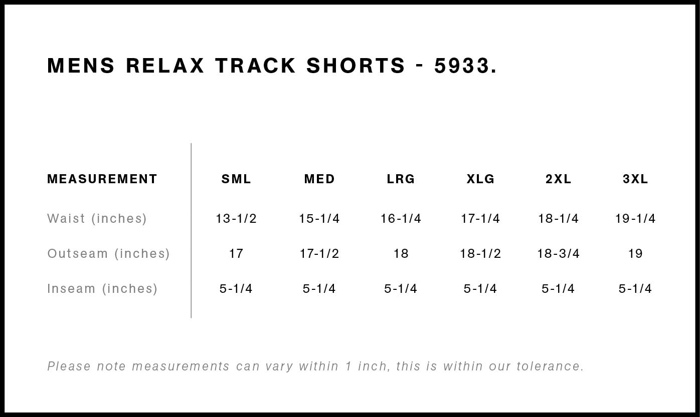 Size chart for DEGEN RELAXED SWEAT SHORT