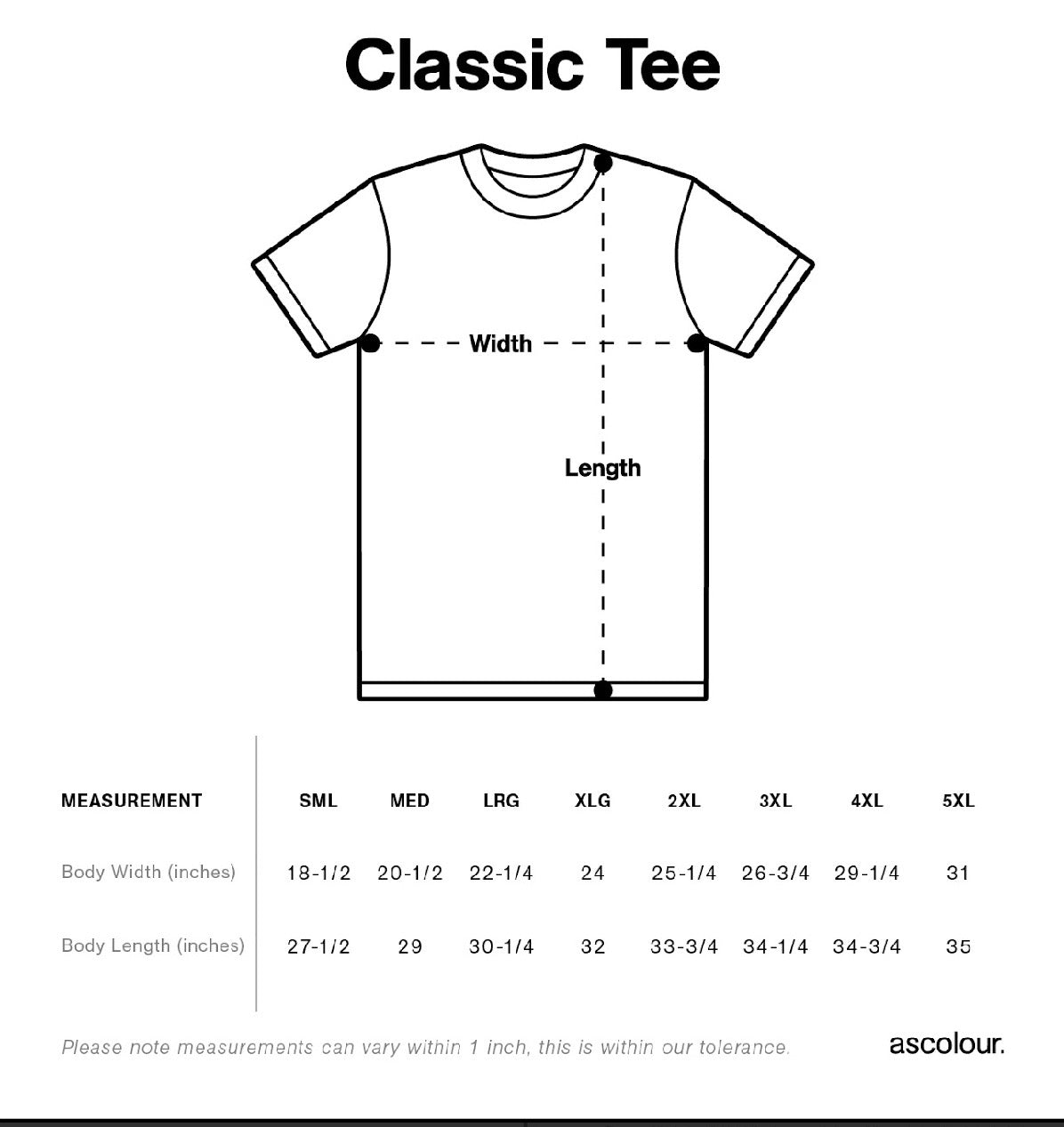 Size chart for DEGENDALT LOGO T-SHIRT